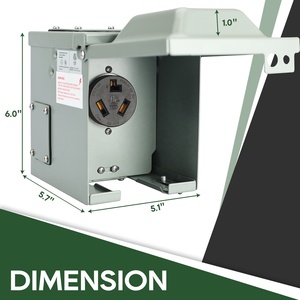 Caja de Conexión Metálica para Exteriores Resistente a la Intemperie, 30amp 6-30r, Enchufe Eléctrico con Corriente Nominal de 30A - Product Image 3