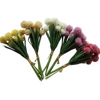 Buket Bola Beras Dandelion Buatan Tangan 5 Tangkai Per Bundel Bunga Pincushion Buket Ikat Tangan Bunga Plastik Buatan