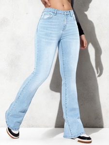Spring and Autumn Hot Girl Tight <b>Jeans</b> Women's Street Middle <b>Waist</b> <b>Elastic</b> Pull Floor Pants Women's Slimming <b>Jeans</b> - Product Image 3