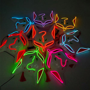 หน้ากากคิทสึเนะญี่ปุ่นเรืองแสงพร้อมไฟนีออน LED หน้ากากคอสเพลย์ปาร์ตี้เรืองแสงในที่มืดหน้ากากจิ้งจอกสำหรับไนท์คลับ - Product Image 3