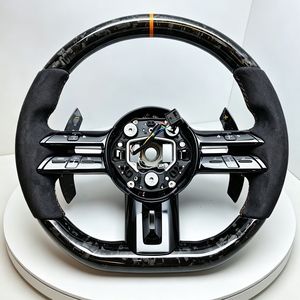 Volant personnalisé pour <span class=keywords><strong>Mercedes</strong></span> Benz AMG GT G63 W213 W223 W206 W205 W204 A45 GLA45 E63 G65 X290 en fibre de carbone forgée et cuir - Product Image 1