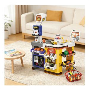 Grocery Store Toy <b>Supermarket</b> Cash Register Checkout Counter Scanner Shopping Cart Pretend Market Stand Learning Kids Toys - Product Image 6
