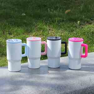 Wholesale 20oz Double Wall Stainless Steel Tumbler Leak-Proof Macaron <b>Mug</b> <b>Handle</b> Straw Reusable for Outdoor <b>Travel</b> Kids Safe - Product Image 3