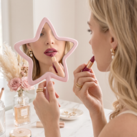 Miroir de maquillage portable en ABS avec logo personnalisé en forme d'étoile, idéal pour les cadeaux pour filles