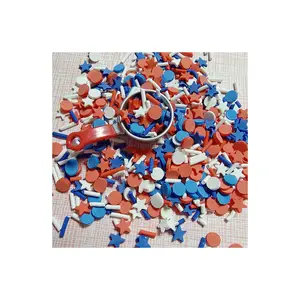 500 जी/लॉट मिश्रित नीला/लाल/सफेद स्लाइस बहुलक मिट्टी स्टार सर्कल शिल्प सजावट के लिए छिड़काव डिय शिल्प नाखून कला स्लिमी फिलर