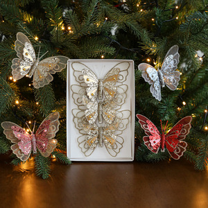 Tự Làm Giáng Sinh Cây Bướm Trang Trí Long Lanh <span class=keywords><strong>3D</strong></span> Bướm Đồ Trang Trí Treo Trang Trí Với Clip Cho Cây Giáng Sinh - Product Image 2
