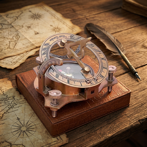 TMI TM13072 Brass Nautical Sundial <b>Compass</b> Analog Dial Vintage Style Handheld Pocket Outdoor Hiking Pointing Guide Durable - Product Image 5