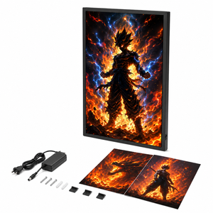 Caja de Luz LED con Diseño de Llama Dinámica, de Aluminio Ultra Delgado, Personalizable, Estilo Anime, para Decoración de Pared en Salas de Cine en Casa - Product Image 3