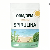 Capsules de spiruline emballées en sachet OEM/ODM, complément alimentaire quotidien portable, usine source, étiquette privée personnalisée