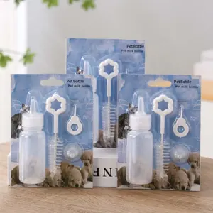 Kit botol hewan peliharaan, botol cairan Remas silikon dapat diganti Teat Mini untuk anak kucing baru lahir, kelinci, hewan kecil