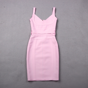 Custom Women Clothing Manufacturer Wholesale Pink <strong>Spaghetti</strong> <strong>Strap</strong> Mesh Bandage Bodycon <strong>Midi</strong> Party <strong>Dress</strong> - Product Image 4