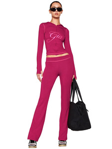 Nuovi Completi Trendy da <span class=keywords><strong>Donna</strong></span>: Giacca Corta con Cappuccio Stampata e Pantaloni Lunghi, Set Casual a Due Pezzi - Product Image 6