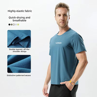 T-shirts décontractés pour hommes en tricot extensible (spandex/nylon) – Modèle vierge, séchage rapide, respirant, coupe classique, pour fitness et entraînement en salle de sport