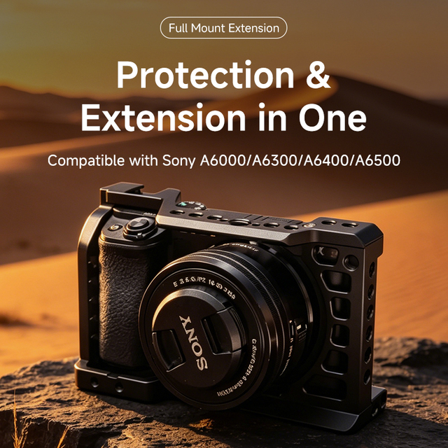 Lightweight Camera Cage Frame for Sony A6000 A6300 A6400 A6500 Multi Screw Hole Vlog Shooting Accessory