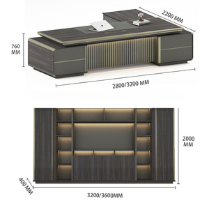 3.2m chiều dài lớn văn phòng điều hành CEO giám đốc cabin bảng với <span class=keywords><strong>2</strong></span> bên ngăn kéo cao cấp L hình dạng góc bàn văn phòng với ánh sáng - Product Image 5