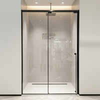 Cabine de douche coulissante moderne carrée avec cadre en acier inoxydable brossé pour usage hôtelier, verre trempé, design écologique, douce