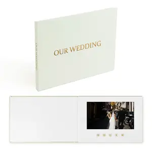我们的婚礼金箔促销礼品7英寸液晶营销促销精装视频宣传册卡片印刷数字卡