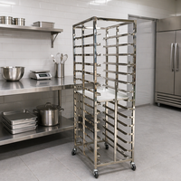 Chariot de boulangerie en acier inoxydable à 16 niveaux, double rangée, pour plateaux de cuisson, avec roues à frein pour four à pain - Vente chaude