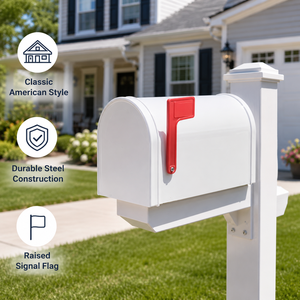 America Modern <strong>White</strong> Mailbox Outdoor Metal Waterproof Wall Mounted <strong>Letterbox</strong> - Product Image 4
