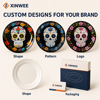 Plato de Cerámica con Diseño Floral de Calavera Mexicana