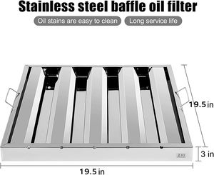 Filtros para Campanas Extractoras de Cocina Comercial de Acero Inoxidable 430, 19.5W x 19.5H Pulgadas, para Campanas Extractoras de Grasa - Product Image 6