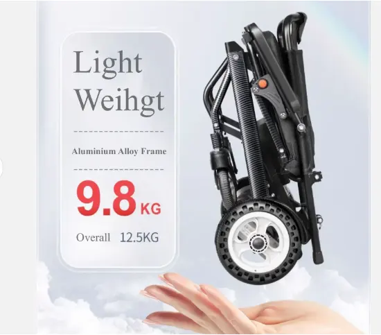 9.8 kg chất lượng cao có thể gập lại nhẹ hợp kim nhôm xe lăn điện cho người già khuyết tật xe lăn 10A Pin