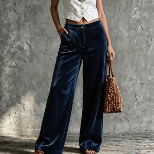 <span class=keywords><strong>Pantalones</strong></span> de Terciopelo de Cintura Alta y Corte Holgado de Color Liso para <span class=keywords><strong>Mujer</strong></span>, Colección 2026 para Sitios Independientes de <span class=keywords><strong>Wish</strong></span> - Product Image 4