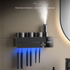 Sterilizzatore per Spazzolini da Denti a Parete - Doppia Funzione di Sterilizzazione e Asciugatura. Scaffale portaoggetti per lavabo da bagno. - Product Image 2