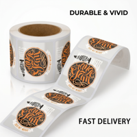 Op maat gemaakte OEM waterdichte, oliebestendige, zelfklevende etiketten met geprint logo, vinyl, voor fruitjam, honing, glazen potten, voedselverpakkingen en zakken.