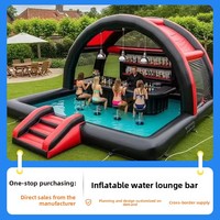 Aufblasbare PVC-Wasserbar mit Netz, Schwimmbad-Sofa, schwimmende Party-Tischliege mit Sonnenschutz