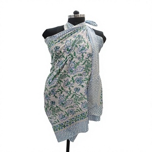 Conjunto de 6 Sarongs de Algodón 100% Hechos a Mano Estilo Jaipuri, Pañuelo Boho, Ropa de Playa Floral, Secado Rápido, Transpirable, Talla Grande - Product Image 1