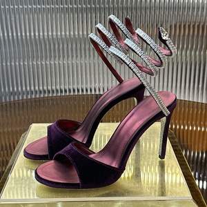 Sandalias de Tacón Alto de Cuero con Cristales de Lujo para Mujer, con Tiras Finas Envolventes y Punta Abierta - Product Image 6