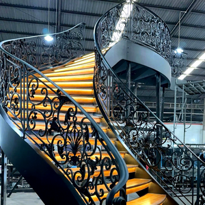 Escalier en colimaçon en fer double courbé sur mesure de luxe, design moderne, écologique, durable, garantie 5 ans, pour villa intérieure - Product Image 1