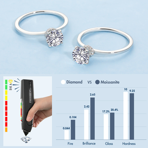 Bague de fiançailles et de mariage pour femme en argent sterling 925 plaqué or blanc avec diamant Moissanite rond de 1 carat VVS Gra Mossanite Solitaire - Product Image 4