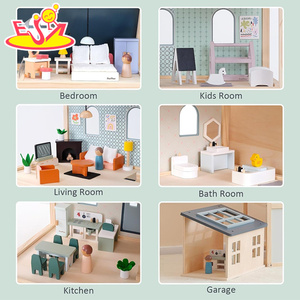 Grande maison de poupée en bois avec meubles, plusieurs pièces et <span class=keywords><strong>garage</strong></span> attenant-Jouet de jeu <span class=keywords><strong>interactif</strong></span> pour enfants W06A599 - Product Image 3