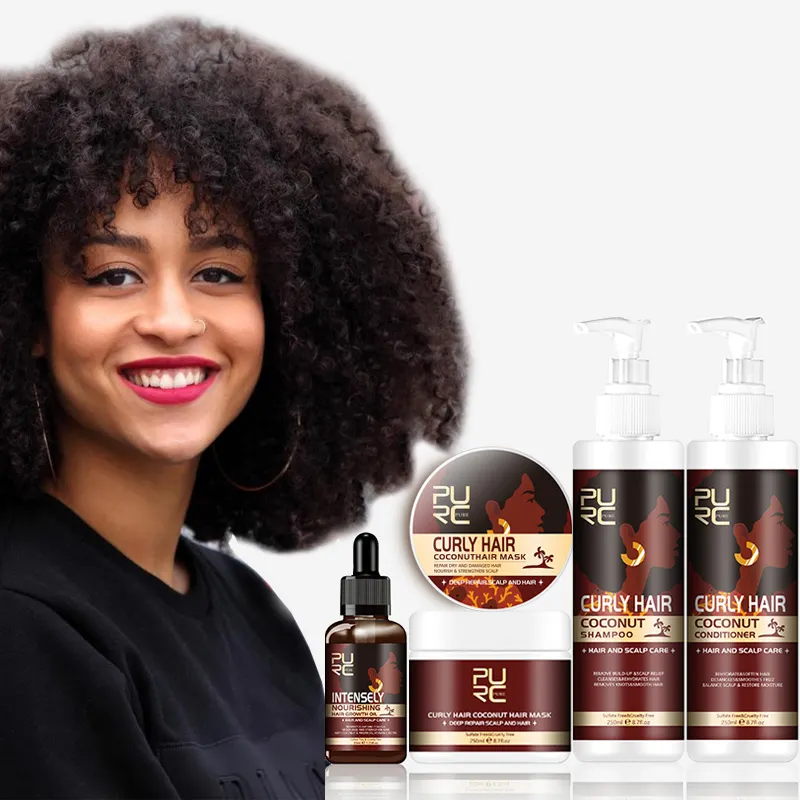 Professional Best Repair Natural Afro 4C Kinky Curly Damaged Hair And Scalp Coconut Hair Shampoo and Conditioner Care Set