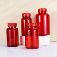 Bouteille en plastique rouge transparente, type capsule à rabat, poudre solide, échantillon vide, pot à comprimés, pilulier, contenants pour médicaments, vitamines