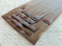 Extensions à clips en cheveux humains brésiliens Remy, double trame machine, invisibles, sans couture, double tirage, pointes épaisses, aspect naturel