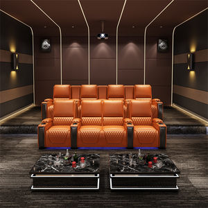 Deluxe Kinosessel Heimkino-Möbel Relaxsessel Medienraum-Sofa Leder Metall Massagesessel ECHTES Leder Modern - Product Image 4