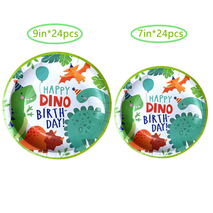 <span class=keywords><strong>Pufu</strong></span> – assiettes et fourchettes à serviettes en papier jetables, fournitures de fête d'anniversaire à thème dinosaure 96 pck pour enfants - Product Image 4