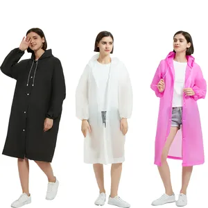 Fábrica Logotipo Personalizado Longo Engrossar Reutilizável Chuva Poncho Peva Eva Raincoats Rainwear Para Viagens Ao Ar Livre