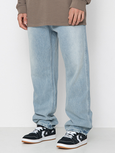 Jeans en denim bleu délavé pour hommes, pantalons décontractés à jambes larges et droites avec coupe ample à taille moyenne pour la mode du printemps et de l'automne, vente en gros - Product Image 4