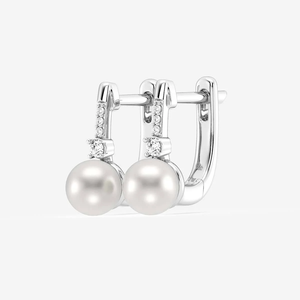 Boucles d'oreilles pendantes à fermoir levier en perles de culture d'eau douce de 5,5 à 6,0 mm et diamants de laboratoire de 1/10 carat, bijoux élégants et tendance pour femmes - Product Image 6