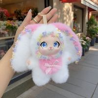 Mini pendentif en peluche pour filles, 15 cm, jouet en peluche rigide, rembourré en coton PP, animal en fourrure longue, breloque mignonne pour sac à dos et décoration de voiture