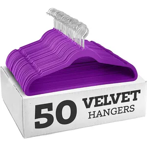 Velvet Hanger 50 Pack Space Save Non-slip Padded Rose Gold Hook Flocked White and Pink Black Velvet Shirt Coat Clothes Hangers