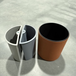 Poubelles rondes en cuir 10L 2 compartiments avec baril intérieur en <span class=keywords><strong>plastique</strong></span> Double couche hôtel poubelle personnalisée - Product Image 4