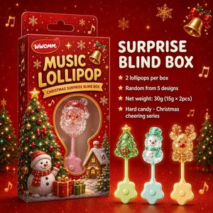 Boîte mystère musicale de Noël en forme de <span class=keywords><strong>sucette</strong></span>, bonbons durs à thème de Noël, 1 pièce par boîte pour enfants, cadeau surprise pour fête de Noël - Product Image 3