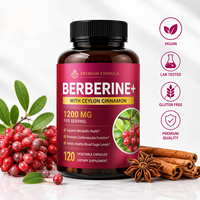 Capsules de berbérine HCL 1200 mg avec cannelle de Ceylan et chrome, favorisent la santé immunitaire et gastro-intestinale, durée de conservation de 24 mois