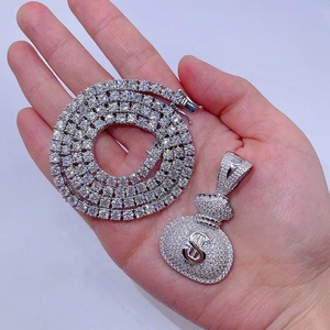 Nueva joyería de Hip Hop Pass Diamond Tester 925 Sterling Silver Bling Iced Out GRA VVS Moissanite Money Bag colgante para hombres y mujeres - Product Image 3