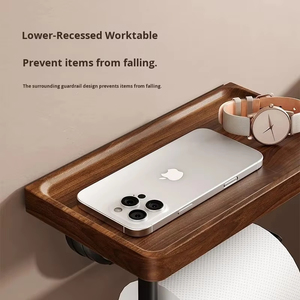 Estante de Baño y Estantes de Almacenamiento para Servicio de <span class=keywords><strong>Mesa</strong></span> con Caja para Toallas y Ventosa de Madera de <span class=keywords><strong>Nogal</strong></span> - Product Image 2